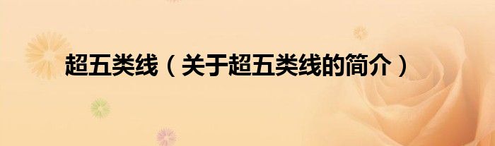 超五類(lèi)線（關(guān)于超五類(lèi)線的簡(jiǎn)介）