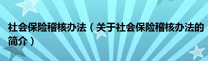 社會(huì)保險(xiǎn)稽核辦法（關(guān)于社會(huì)保險(xiǎn)稽核辦法的簡(jiǎn)介）