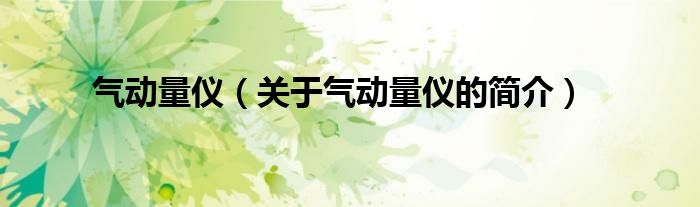 氣動(dòng)量?jī)x（關(guān)于氣動(dòng)量?jī)x的簡(jiǎn)介）