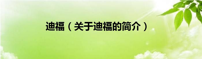 迪福（關(guān)于迪福的簡(jiǎn)介）