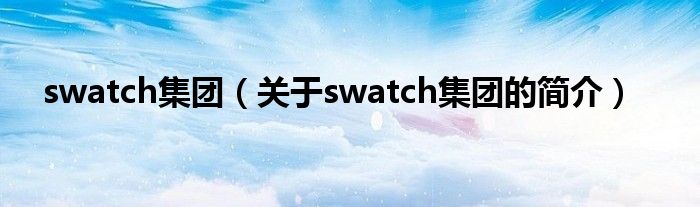 swatch集團(tuán)（關(guān)于swatch集團(tuán)的簡介）