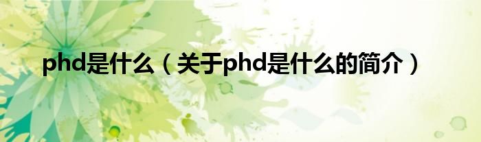 phd是什么（關(guān)于phd是什么的簡介）