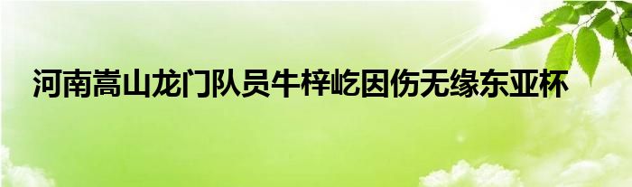 河南嵩山龍門隊員牛梓屹因傷無緣東亞杯