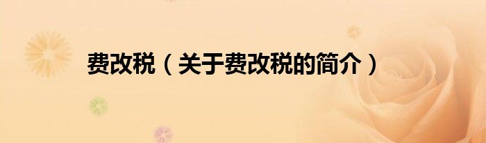 費(fèi)改稅（關(guān)于費(fèi)改稅的簡(jiǎn)介）