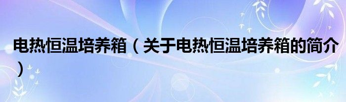 電熱恒溫培養(yǎng)箱（關(guān)于電熱恒溫培養(yǎng)箱的簡介）