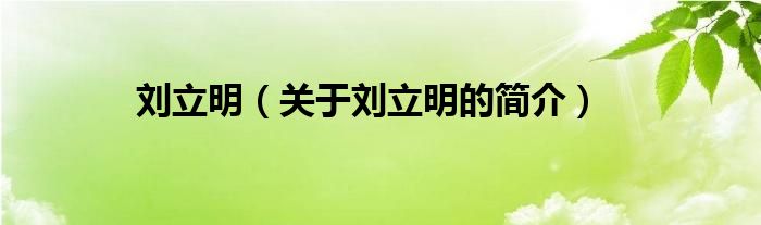 劉立明（關(guān)于劉立明的簡(jiǎn)介）