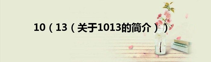 10（13（關(guān)于1013的簡介））