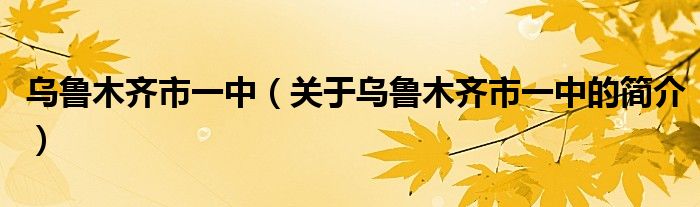 烏魯木齊市一中（關于烏魯木齊市一中的簡介）