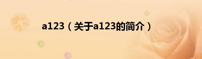 a123（關(guān)于a123的簡(jiǎn)介）