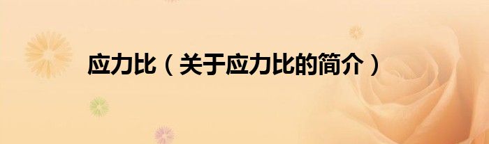 應(yīng)力比（關(guān)于應(yīng)力比的簡(jiǎn)介）