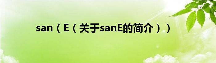 san（E（關(guān)于sanE的簡(jiǎn)介））