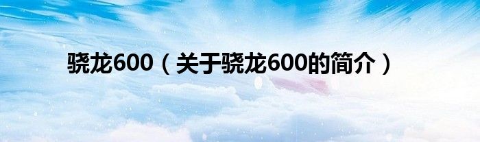 驍龍600（關于驍龍600的簡介）