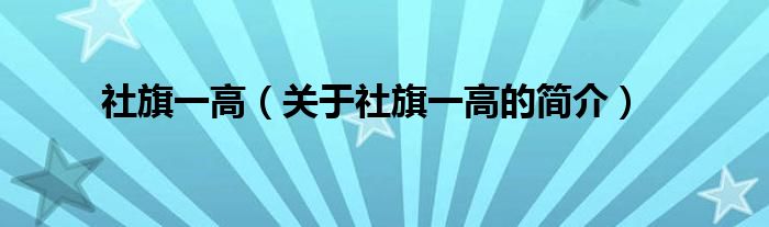 社旗一高（關(guān)于社旗一高的簡(jiǎn)介）