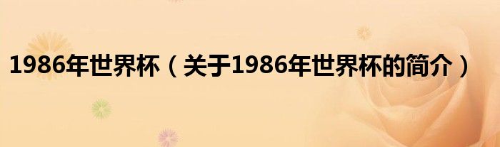 1986年世界杯（關(guān)于1986年世界杯的簡(jiǎn)介）