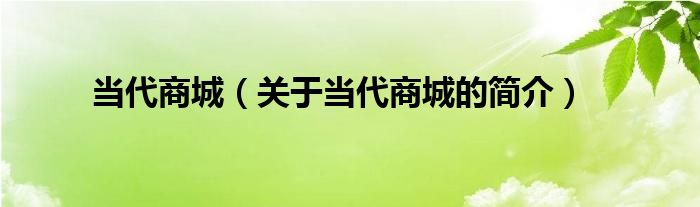 當(dāng)代商城（關(guān)于當(dāng)代商城的簡(jiǎn)介）