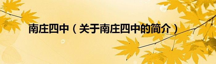 南莊四中（關(guān)于南莊四中的簡(jiǎn)介）