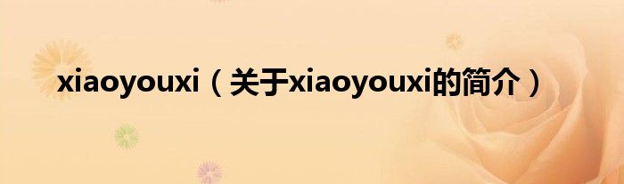 xiaoyouxi（關(guān)于xiaoyouxi的簡(jiǎn)介）