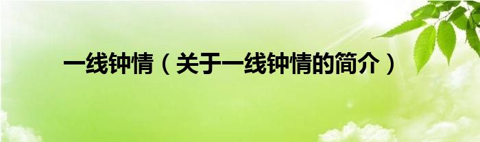 一線鐘情（關(guān)于一線鐘情的簡介）