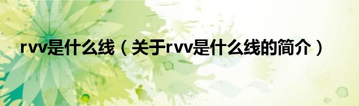 rvv是什么線（關(guān)于rvv是什么線的簡介）