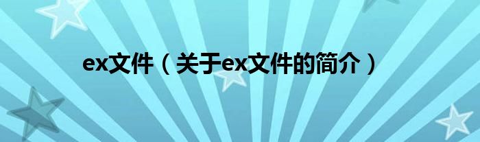 ex文件（關于ex文件的簡介）