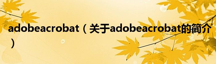 adobeacrobat（關(guān)于adobeacrobat的簡(jiǎn)介）