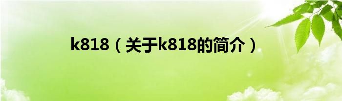 k818（關于k818的簡介）