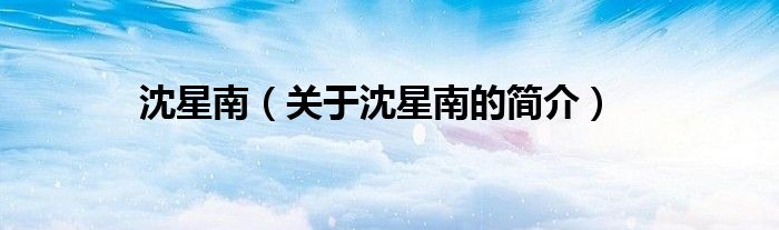 沈星南（關于沈星南的簡介）