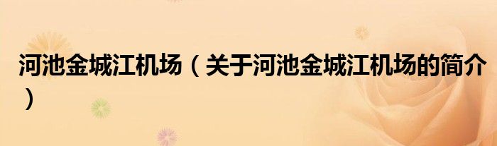 河池金城江機場（關(guān)于河池金城江機場的簡介）