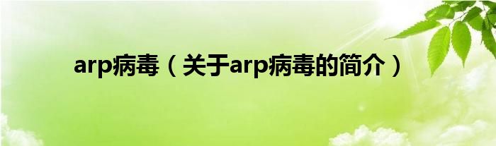 arp病毒（關(guān)于arp病毒的簡介）