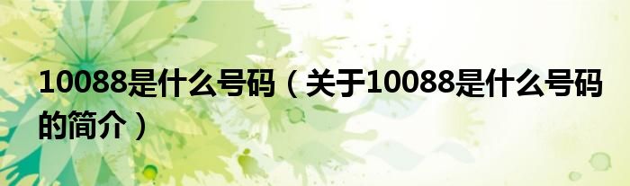 10088是什么號(hào)碼（關(guān)于10088是什么號(hào)碼的簡(jiǎn)介）