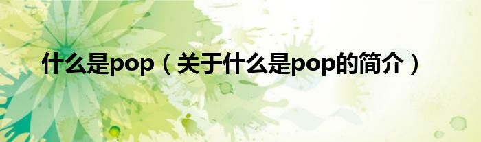 什么是pop（關(guān)于什么是pop的簡(jiǎn)介）