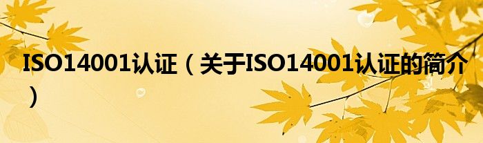 ISO14001認(rèn)證（關(guān)于ISO14001認(rèn)證的簡介）