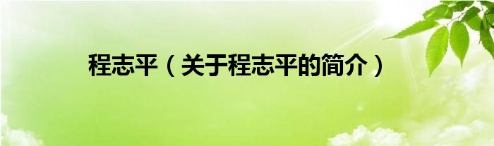 程志平（關(guān)于程志平的簡介）