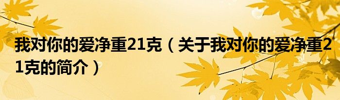 我對你的愛凈重21克（關于我對你的愛凈重21克的簡介）