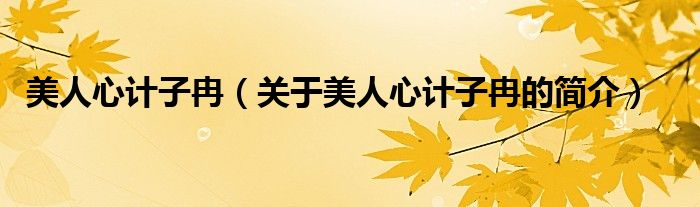 美人心計子冉（關(guān)于美人心計子冉的簡介）