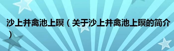 沙上并禽池上暝（關于沙上并禽池上暝的簡介）