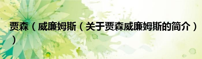 賈森（威廉姆斯（關(guān)于賈森威廉姆斯的簡(jiǎn)介））