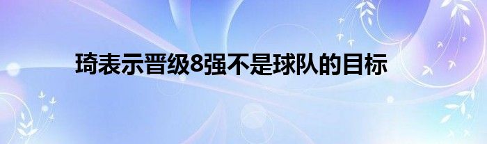 琦表示晉級8強不是球隊的目標