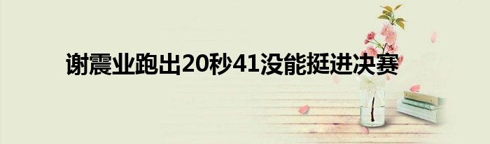 謝震業(yè)跑出20秒41沒(méi)能挺進(jìn)決賽