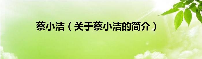 蔡小潔（關于蔡小潔的簡介）