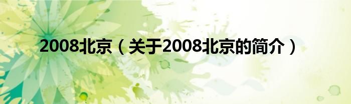 2008北京（關(guān)于2008北京的簡(jiǎn)介）