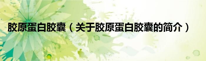 膠原蛋白膠囊（關(guān)于膠原蛋白膠囊的簡(jiǎn)介）