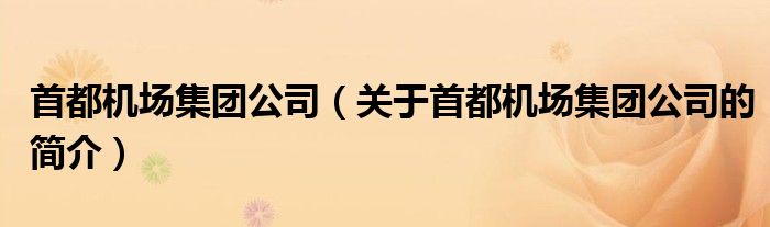 首都機場集團公司（關(guān)于首都機場集團公司的簡介）