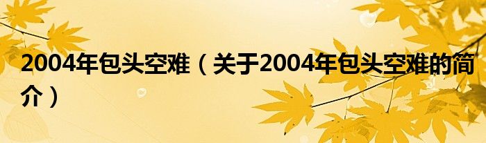 2004年包頭空難（關(guān)于2004年包頭空難的簡(jiǎn)介）