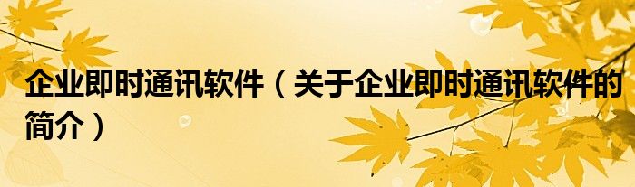 企業(yè)即時通訊軟件（關于企業(yè)即時通訊軟件的簡介）