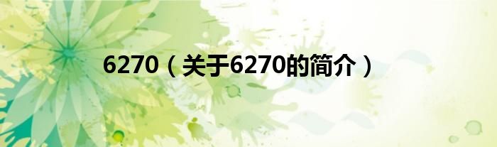 6270（關(guān)于6270的簡介）