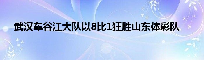 武漢車(chē)谷江大隊(duì)以8比1狂勝山東體彩隊(duì)