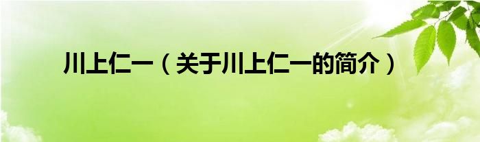 川上仁一（關(guān)于川上仁一的簡(jiǎn)介）