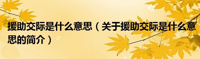 援助交際是什么意思（關(guān)于援助交際是什么意思的簡(jiǎn)介）