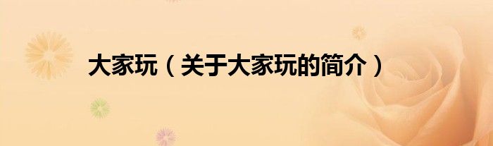 大家玩（關(guān)于大家玩的簡(jiǎn)介）